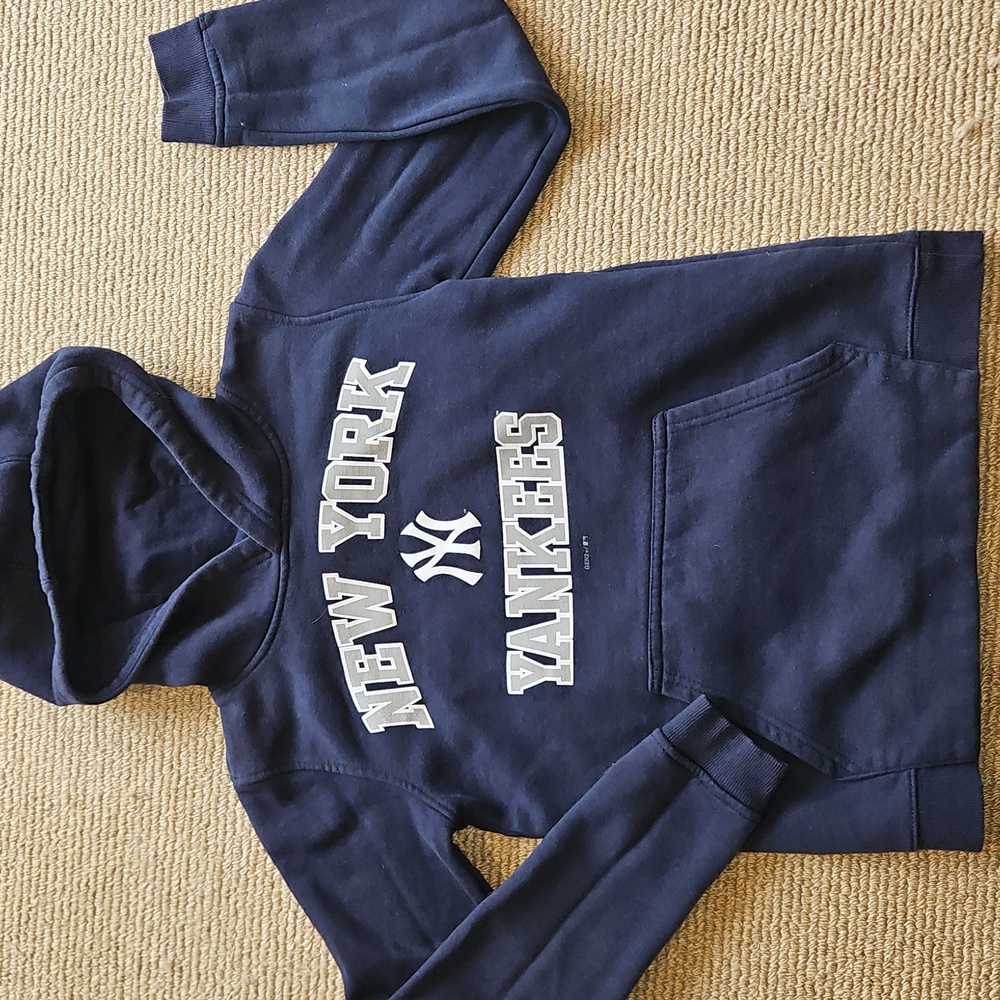 EUC NY Yankees Baseball Hoodie Sweatshirt Youth Med 10-12 Navy